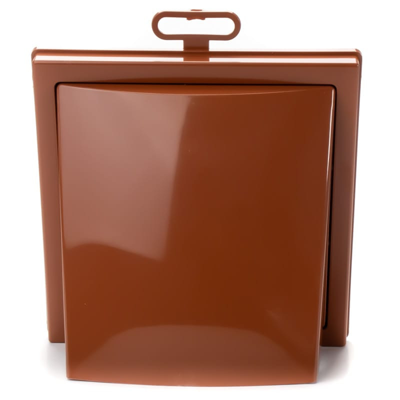 grila ventilatie o100mm patrata cu clapeta antiretur, exterior, 150x150, asa plastic, terracotta - imagine 3